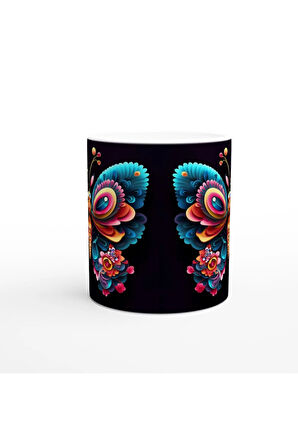 Neon Renkli Gökkuşağı Kelebek Kupa Bardak