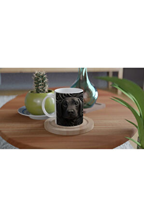 Oyma Stil Siyah Köpek Kupa Bardak