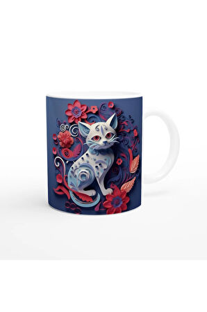 Çiçek Bahçesinin Bekçisi Kedi Kupa Bardak