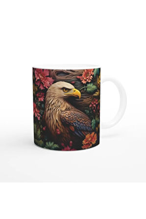 Çiçekler Arasında Kartal Gücü Kupa Bardak