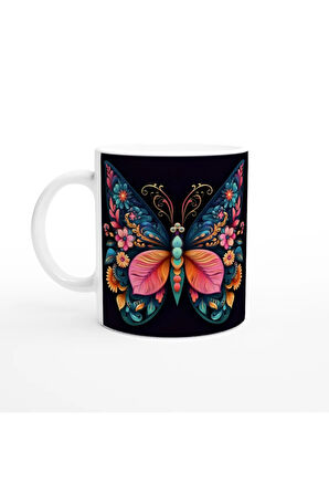 Çiçek Kanatlı Zarif Kelebek Kupa Bardak