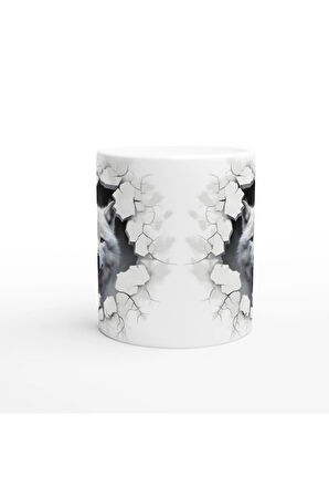 Beyaz Kurt Duvar Kıran Kupa Bardak