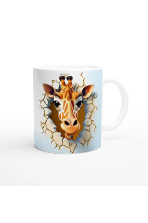 Duvarı Delen Meraklı Zürafa Kupa Bardak