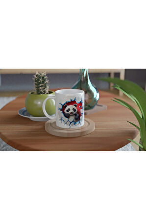 3D Sevimli Panda Baskılı Kupa Bardak
