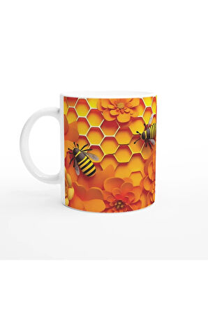 Arı Petek Baskılı Kupa Bardak