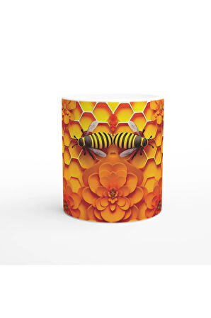 Arı Petek Baskılı Kupa Bardak