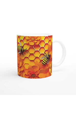 Arı Petek Baskılı Kupa Bardak