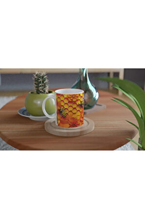 Arı Petek Baskılı Kupa Bardak