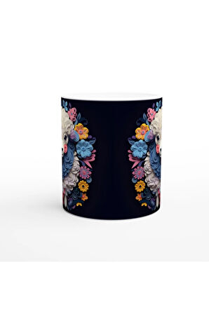 Çiçekli Tatlı Kuzu Baskılı Kupa Bardak