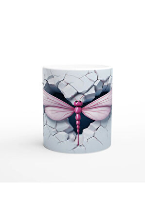 Pembe Ejderha Sineği Kırık Duvar Temalı Baskılı Kupa Bardak