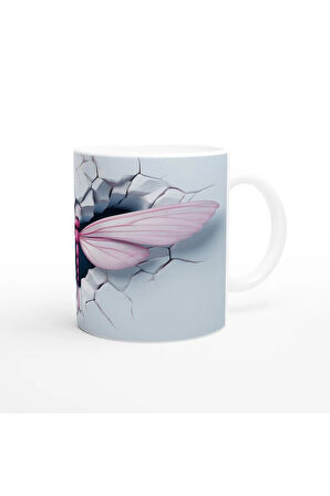 Pembe Ejderha Sineği Kırık Duvar Temalı Baskılı Kupa Bardak