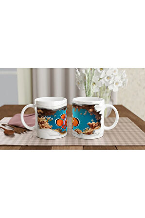 Kırık Duvarın Ardında Gülümseyen Palyaço Balığı Baskılı Kupa Bardak