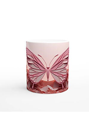 Baharın Kalbinde Yükselen Dev Kelebek Temalı Baskılı Kupa Bardak