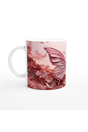 Baharın Kalbinde Yükselen Dev Kelebek Temalı Baskılı Kupa Bardak