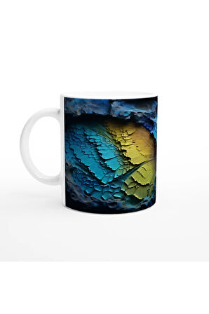 Gökkuşağı Kanatlı Kelebek ve Krater Doku Baskılı Kupa Bardak