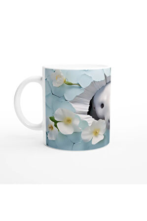 Çiçekler Arasında Meraklı Deniz İneği Temalı Baskılı Kupa Bardak