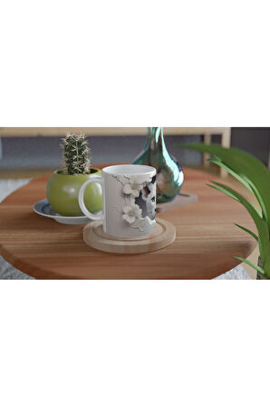 Kırık Duvar Ardındaki Beyaz Leopar Temalı Baskılı Kupa Bardak