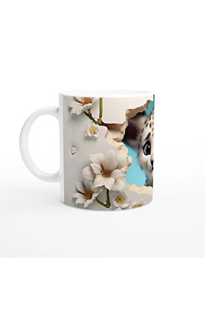 Baharın Masum Yüzü Kar Leoparı Yavrusu Temalı Baskılı Kupa Bardak