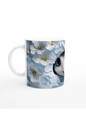 Buz Çiçeklerinin Arasında Albino Kertenkele Temalı Baskılı Kupa Bardak