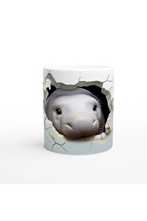 Çatlak Duvardan Bakan Deniz İneği Temalı Baskılı Kupa Bardak