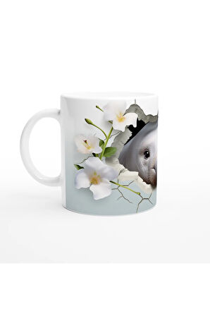 Çatlak Duvardan Bakan Deniz İneği Temalı Baskılı Kupa Bardak