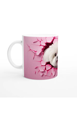 Pembe Çatlaktan Bakan Maltese Temalı Baskılı Kupa Bardak