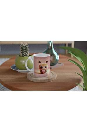 Kalpli Mini Sevimli Arı Temalı Baskılı Kupa Bardak