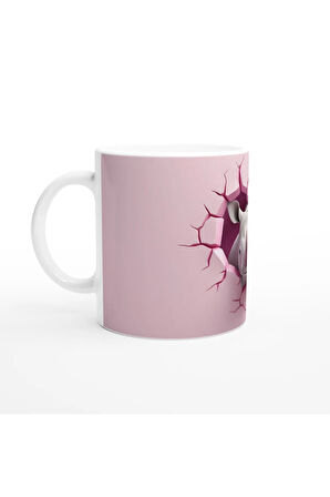 Duvarı Yarmış Gergedan Temalı Baskılı Kupa Bardak