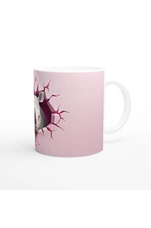 Duvarı Yarmış Gergedan Temalı Baskılı Kupa Bardak