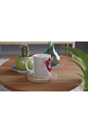 Kalpli Duvarı Delen Sevimli Vaşak Temalı Baskılı Kupa Bardak