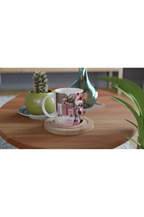 Kalpli Hediye Tutan Sevimli Tilki Temalı Baskılı Kupa Bardak