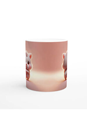 Kalp Tutan Sevimli Domuzcuk Temalı Baskılı Kupa Bardak