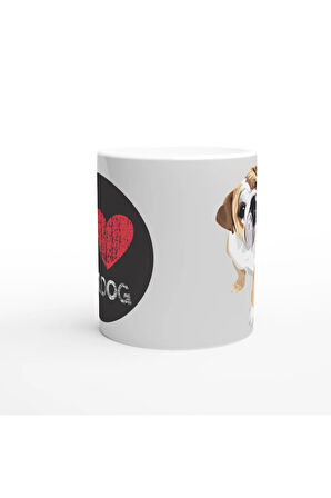 I Love Bulldog Temalı Baskılı Kupa Bardak