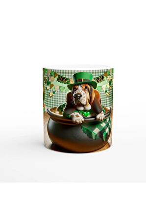 Şans Tenceresinde Basset Hound Temalı Baskılı Kupa Bardak