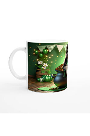 Şans Kazanında Oturan Husky Temalı Baskılı Kupa Bardak