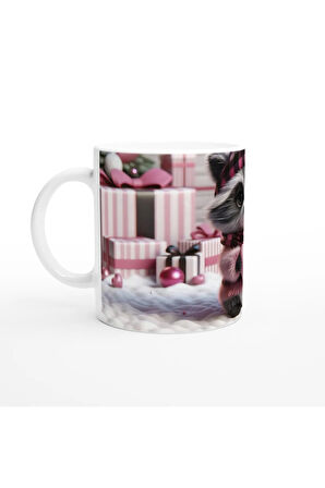 Hediye Kutuları Arasında Kalpli Tembel Hayvan Temalı Baskılı Kupa Bardak