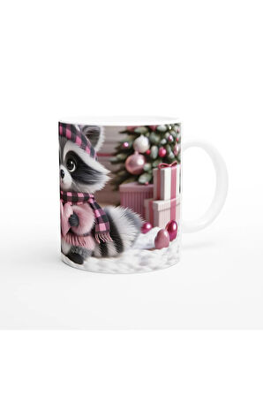 Hediye Kutuları Arasında Kalpli Tembel Hayvan Temalı Baskılı Kupa Bardak