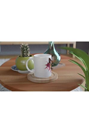 Pembe Çatlak Duvardan Bakan Alman Kurdu Temalı Baskılı Kupa Bardak