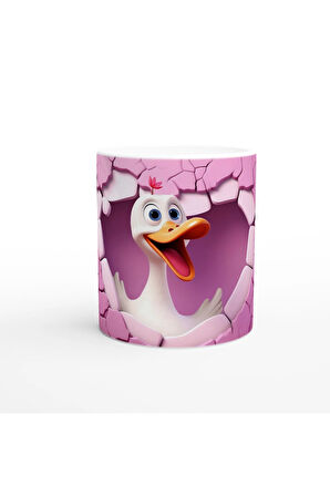Neşeyle Bakan Ördek Temalı Baskılı Kupa Bardak