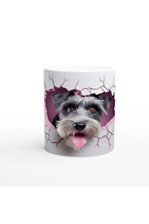 Duvarı Yarmış Sevimli Terrier Temalı Baskılı Kupa Bardak