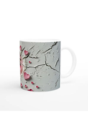 Pembe Kalpler Arasında Yürüyen Kaplumbağa Ailesi Temalı Baskılı Kupa Bardak