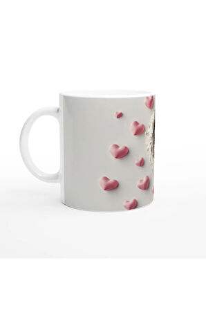 Kalp İçinde Kirpi Ailesi Temalı Baskılı Kupa Bardak