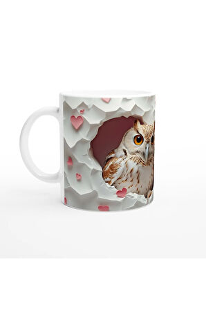 Kalpli Duvardan Bakan Baykuş Temalı Baskılı Kupa Bardak