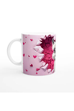 Kalpli Duvar Arasından Bakan Alpaka Temalı Baskılı Kupa Bardak