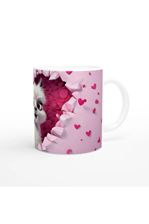 Kalpli Duvar Arasından Bakan Alpaka Temalı Baskılı Kupa Bardak