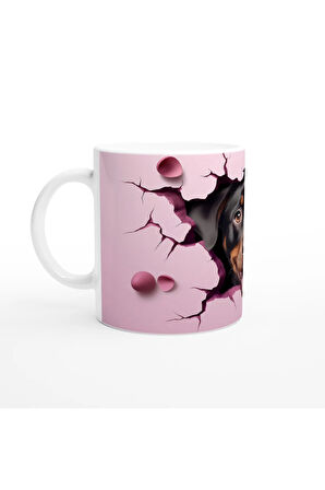 Çatlaktan Bakan Rottweiler Temalı Baskılı Kupa Bardak