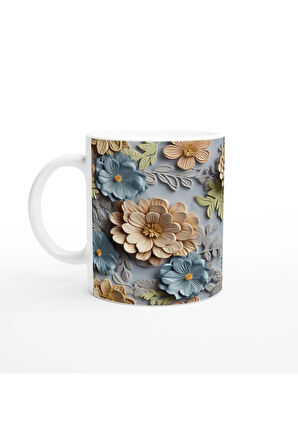 Gök Mavisi Çiçek Bahçesi Kupa Bardak