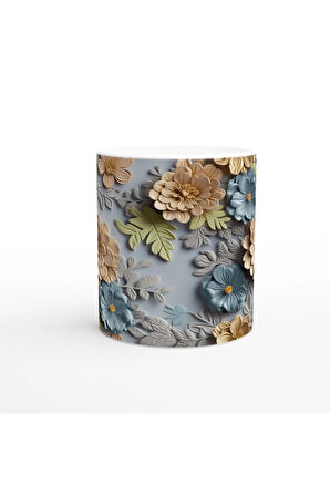 Gök Mavisi Çiçek Bahçesi Kupa Bardak