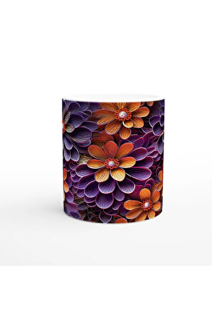 Gece Işıltısı Çiçekli Kupa Bardak