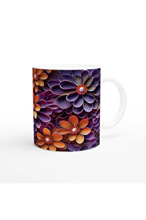 Gece Işıltısı Çiçekli Kupa Bardak